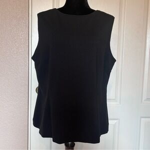Vintage Hal Rubinstein Black Sleeveless Shell‎ Blouse Top Size XL